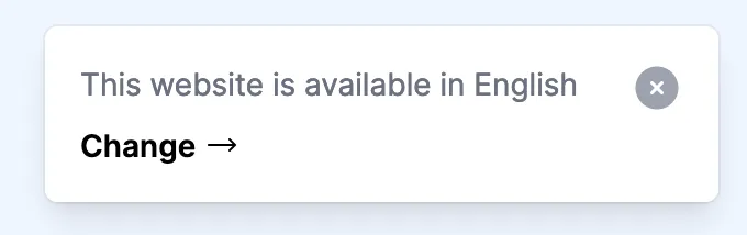 Language switch popup