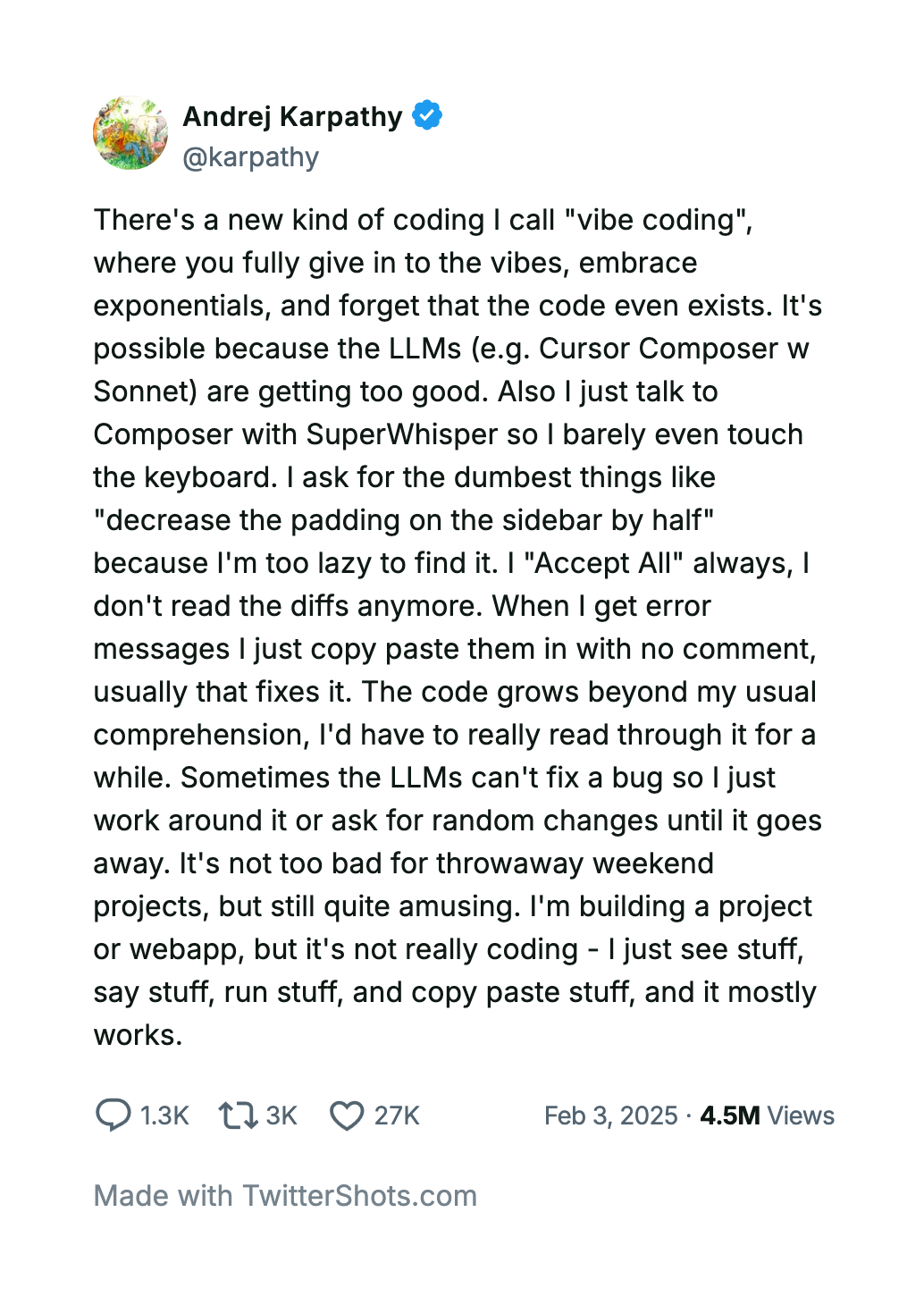 Andrej Karpathy Tweet